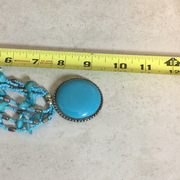 9.5” 4 strand turquoise shell bead with round turquoise drop - Picture 7 of 7